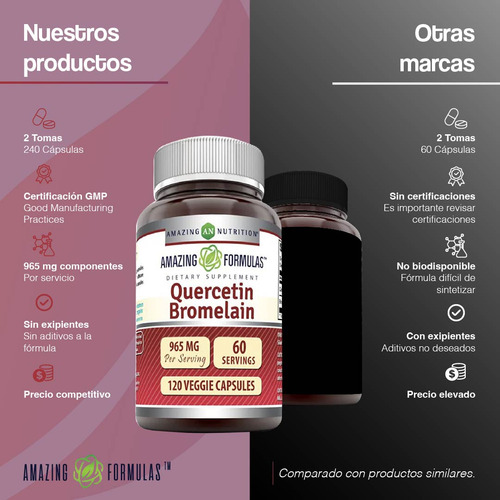 Amazing Formulas Quercetin Bromelain Apoyo Inmune 120 Caps