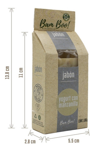 Imagen 9 de 9 de Jabón Natural Yogurt Con Manzanilla 100 G Bam Boo! Lifestyle