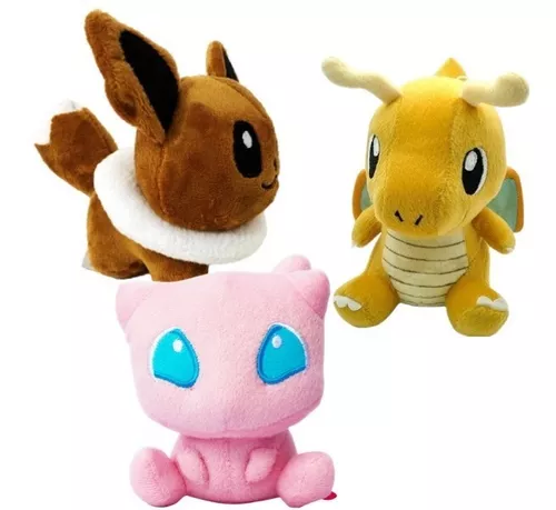 Kit 3 Pokémons Pikachu Pelúcia Dragonite Mimikiu Promoção