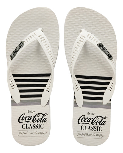 Chinelo Coca Cola Shoes Masculino Broad Listra Branco Cc4051