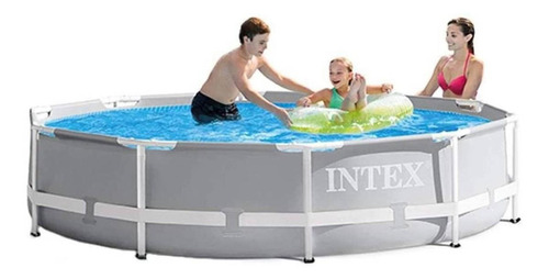 Imagen 2 de 2 de Piscina estructural redonda Intex 26701 con capacidad de 1185 galones de 10 ft de diámetro gris y azul