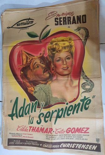 Antiguo Afiche De Cine Original-adan Y La Serpiente-sb