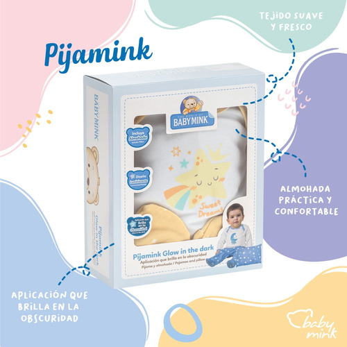 Ropa Para Bebé Baby Mink Pijamink Glow Con Almohada