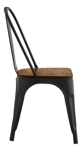 Set 4 Sillas Comedor Top Living Tolix Con Asiento De Madera Estructura De La Silla Negro Asiento Café Diseño De La Tela Liso