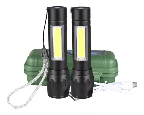 Linterna LED linterna USB recargable potente militar COB luz