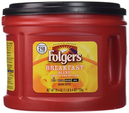 Folgers Desayuno Mezcla Café Molido, Asado Leve, 25.4 Onza