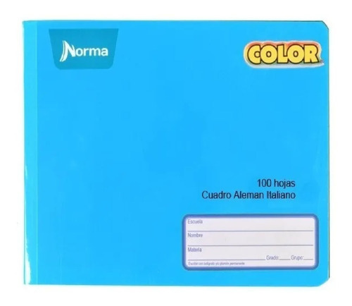 Cuaderno Italiano 100hjs Norma Color Cosido Cuadro Aleman Pz
