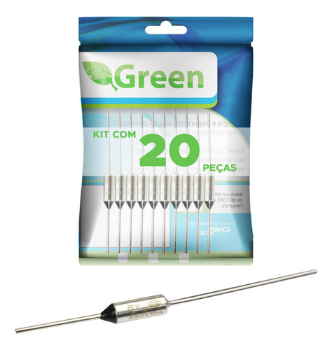 20x Fusível Térmico P/ Aquecedor 157°c 10a Bivolt 157 Graus - Green