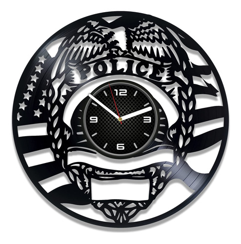 Reloj Pared Vinilo Policia Montado 12  Decoracion Regalo