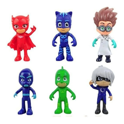 Set Figuras Héroes En Pijama X6 Con Accesorios Pjmasks 