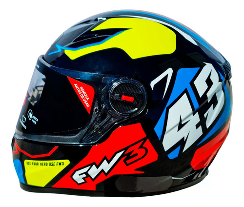 Capacete Fechado Fw3 Gtx 43 C/ Oculos Interno Fume Inmetro