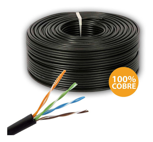 Rollo Cable 20m Utp Cat 5e Exterior 100% Cobre Ethernet Cctv
