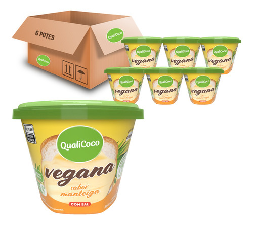 Manteiga De Coco Vegana Com Sal Qualicoco 200g (6 Potes) Kit