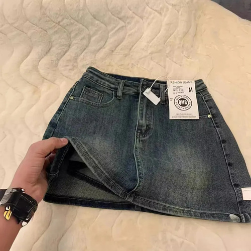 Minifalda Vaquera De Verano En Forma De A - Pantalón Corto M