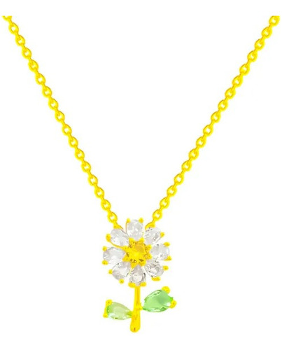 Collar De Girasol Chapa Oro Regalo Suerte Amiga Pareja Novia