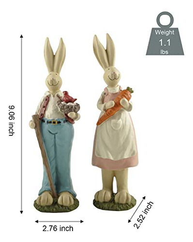 Figurillas Conejos De Pascua Decoración Hogar Mesa, Set 2 Re