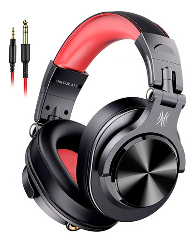 Auriculares Dj Oneodio A71 plegables de 40 mm con doble conector P2 P10, color rojo