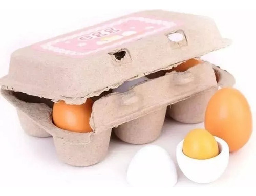 Caja De Huevos Madera 6 Unidades Juguete Didáctico