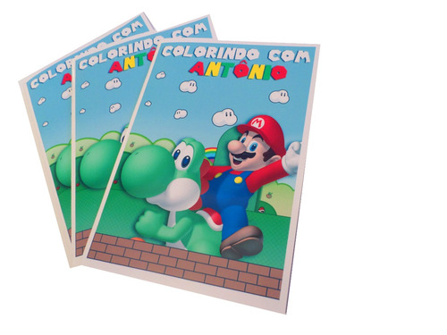 Kit 20 Livrinhos De Colorir Giz De Cera Mario Bros