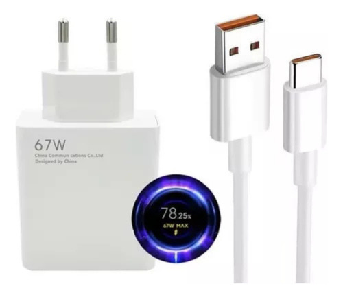 Carregador Branco Xiaomi Turbo 67w Type C Tipo C