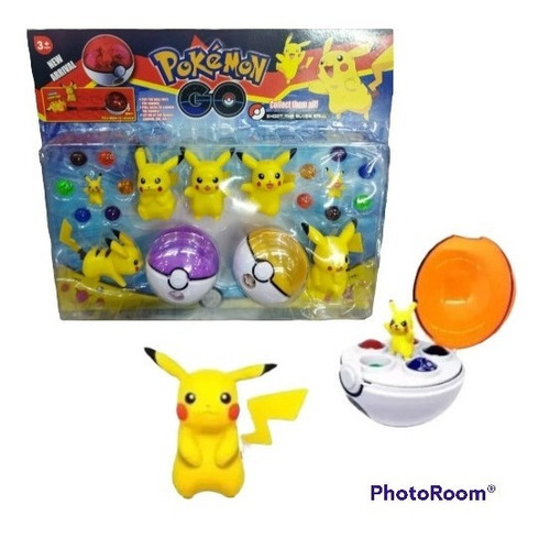 Juguete Pokemon Pokebola X 2 Pikachu Personajes 5 Figuras 