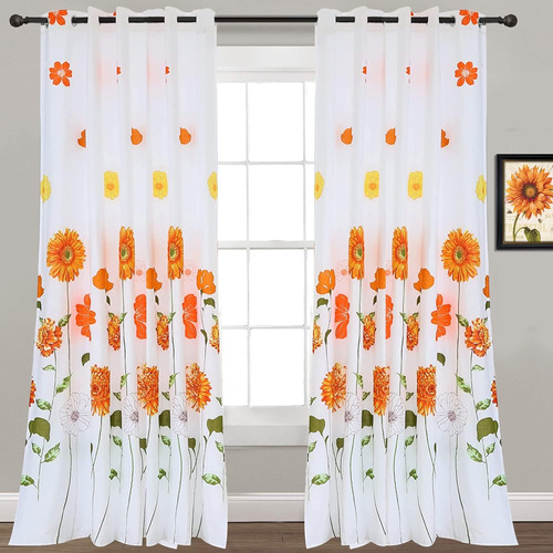 Evenhug Cortinas De Jardín Botánico Con Estampado De Girasol