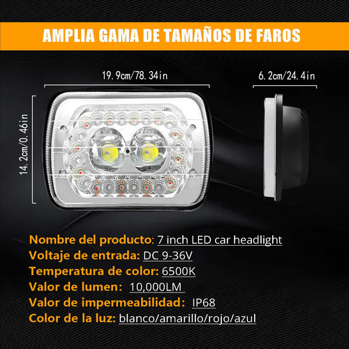 2 Faros Unidad Cuadrada Rectangular Leds 5x7 Alta/baja