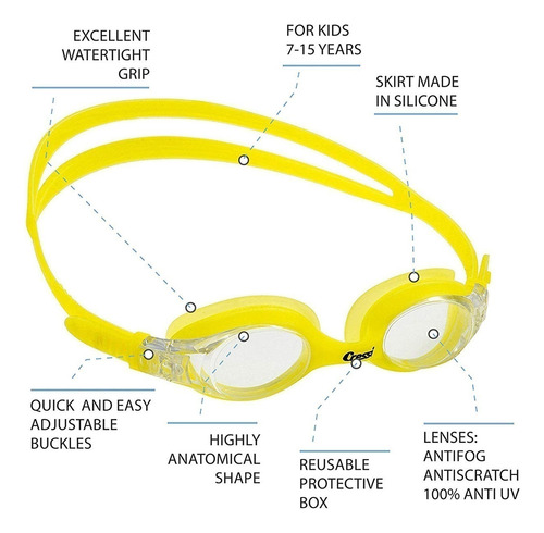 Goggles Cressi Niños Modelo Dolphin 2.0 Azure / Yellow - Pvr