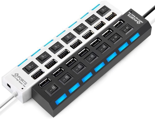Imagem 3 de 10 de Hub De Usb 7 Portas 2.0 Hd Extensor High Speed Pen Drive Hd