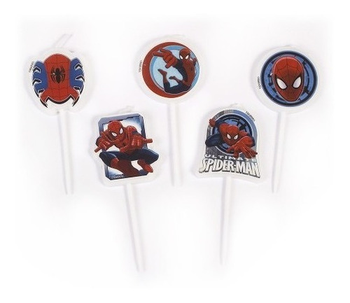 Velas Picks Cumpleaños Spiderman 5 Uni. Original Argos
