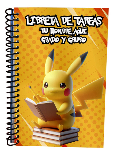 Libreta De Tareas Personalizable Pokemon Pikachu