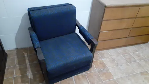 Sofa Cama De 1 Plaza Con Brazos Cerrado Medidas 80 X 80 Azul Liso