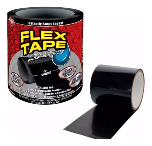Cinta Flex Tape Impermeable Autofusion Pega Sella Todo Negra Cinta Para Tuberia