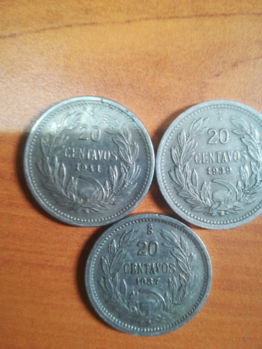Tres Monedas De 20 Centavos Chilena