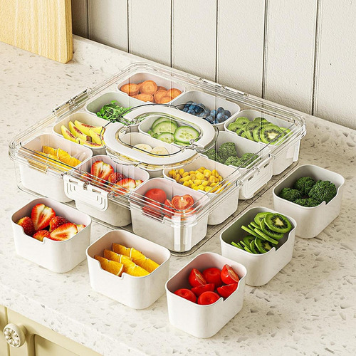 Bandeja Para Servir Dividida Con Tapa Y Asa Compatible Con