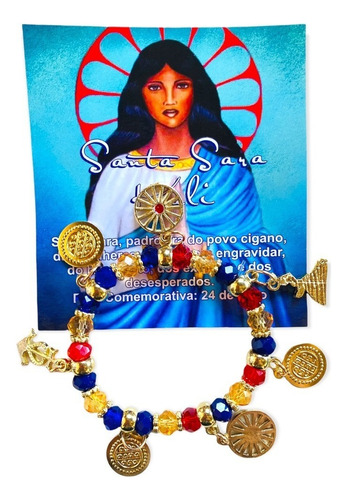 Pulseira De Orixá Santa Sara Kali Entidade Umbanda Candomble Diâmetro 6 Cm