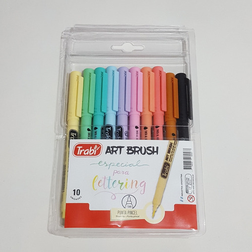 Marcadores Trabi Art Brush 10 Lettering Punta Pincel Pastel