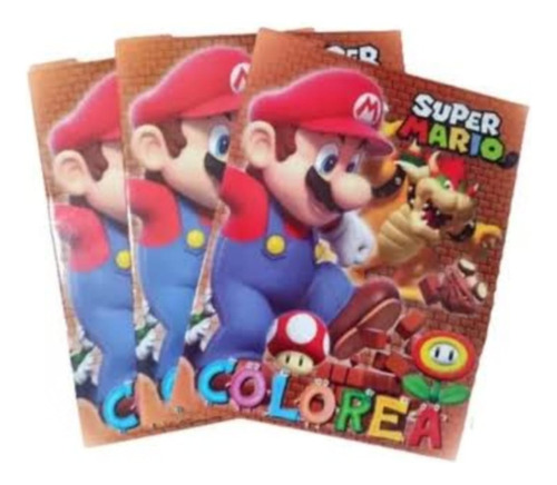 Mario Bros Cumpleaños Libros Colorear 10 Piezas