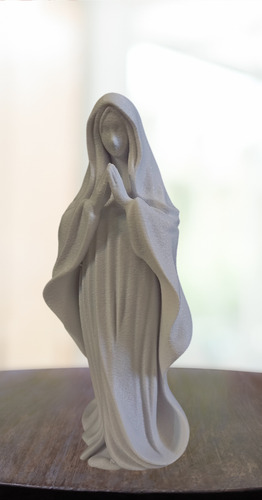 Estatuilla Virgen María Minimalista Deco Religiosa 21cm Blanco