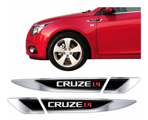 Adesivos Emblema Chevrolet Cruze 1.4 Resinado Cromado Par