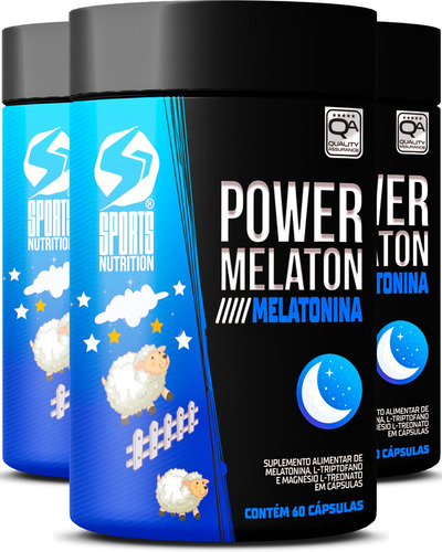 3 Unidades Do Power Melaton - Fórmula Avançada Com Melatonina E Magnésio Treonato Alta Absorção - 180 Cápsulas
