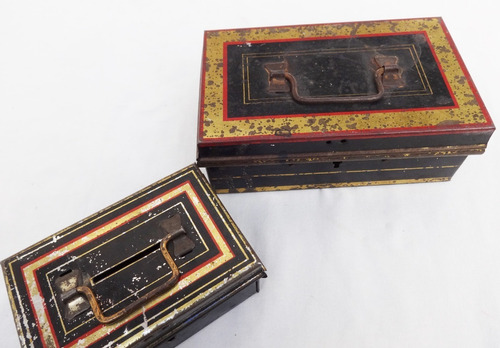 2 Alcancia Ingles Antiguo Metal Lata Chapa Juguete Miniatura (Usado)