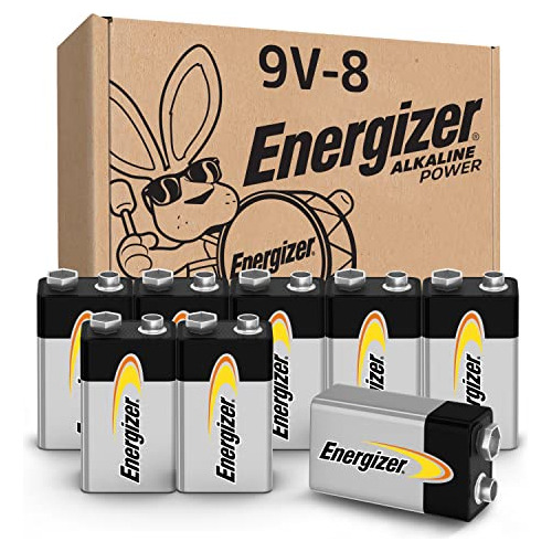 Alkaline Power 9 Volt Batteries (8 Pack), Longlasting A...