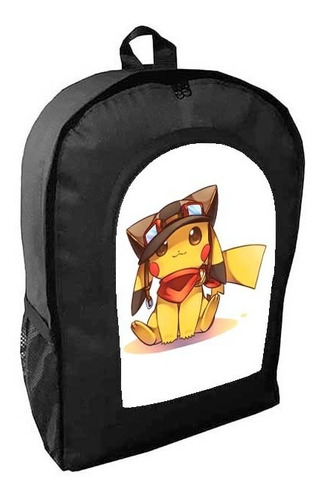 Mochila Negra Pikachu Adulto / Escolar E47