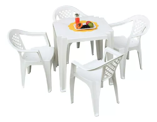 Conjunto de Mesa + 4 Cadeiras Plástico Tramontina