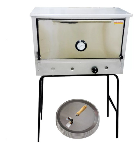 Horno Pizzero 6 Moldes Frente Acero Inox + Moldes + Gancho