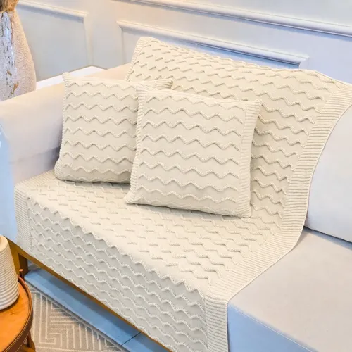 Kit Manta De Trico Sofa Poltrona 150x100cm Ravena 2 Capas