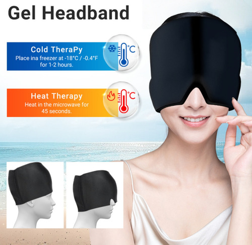 Gorro De Gel Alivio De Migraña Dolor Cabeza Compresa 360o