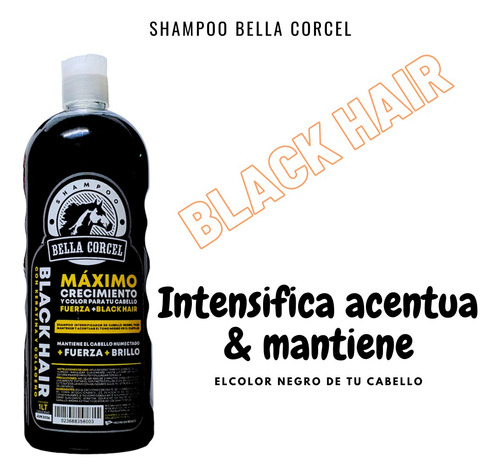 Kit Shampoo Bella Corcel Tinte Negro + Ac Rapunzel Nuevo