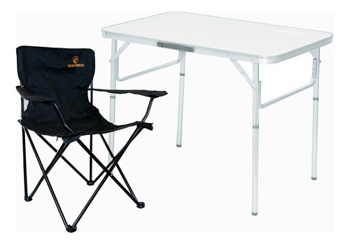 Kit Mesa Dobrável Portátil 90x60cm + Cadeira Camping Pesca